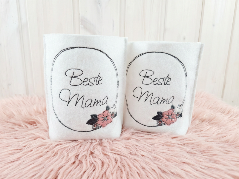 Button Blumen Ranke Beste Mama Oma Muttertag - doodle Stickdatei